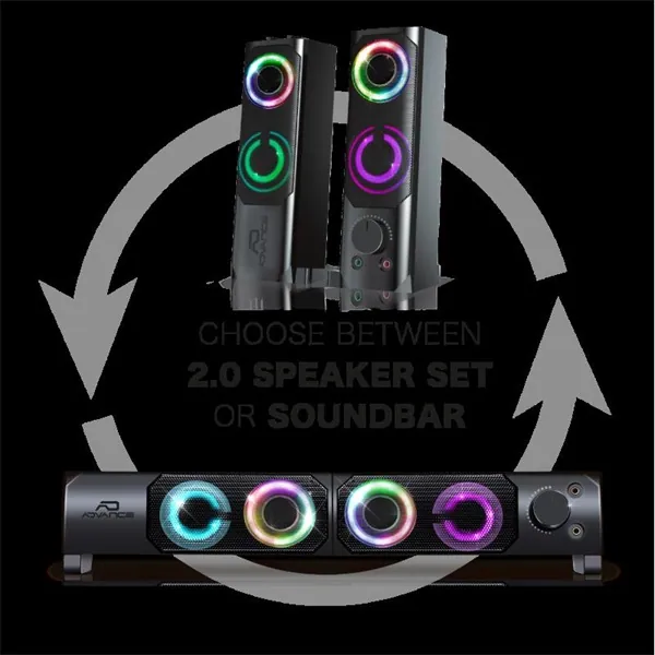 Advance Hangszóró - SOUNDPHONICS RGB 6W RMS (2.0, 3,5mm Jack, RGB, fekete) – 3. kép