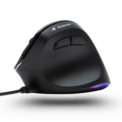 Bluestork Egér - M-W-ERGO-LUMI (Ergonomic, 3600 DPI, 6 gomb, optikai, RGB, fekete) – 2. kép