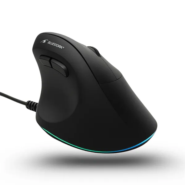 Bluestork Egér - M-W-ERGO-LUMI (Ergonomic, 3600 DPI, 6 gomb, optikai, RGB, fekete) – 3. kép