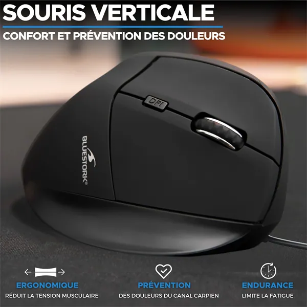 Bluestork Egér - M-W-ERGO (Ergonomic, 2.4G, 7200 DPI, optikai, fekete) – 4. kép