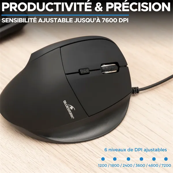 Bluestork Egér - M-W-ERGO (Ergonomic, 2.4G, 7200 DPI, optikai, fekete) – 5. kép