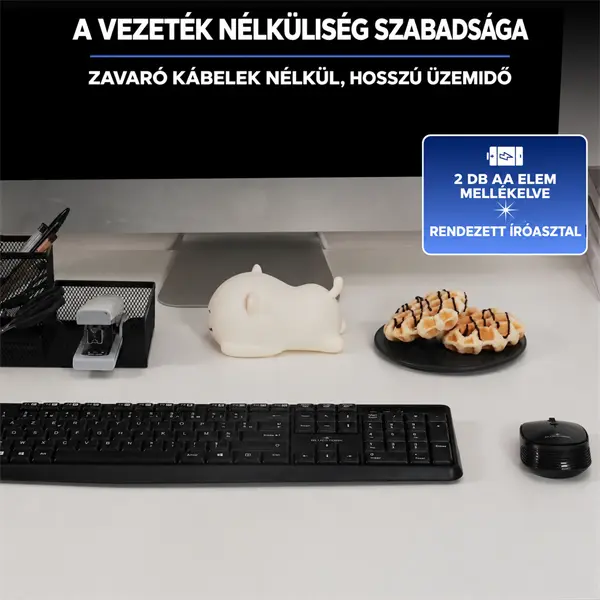 Bluestork Billentyűzet/Egér Kit - 2 in 1 PACK-MEDIA-OFF/HU (Vezeték nélküli, Multiedia, 1600 DPI egér, fekete, magyar) – 3. kép