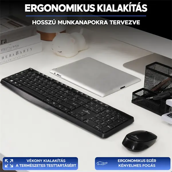 Bluestork Billentyűzet/Egér Kit - 2 in 1 PACK-MEDIA-OFF/HU (Vezeték nélküli, Multiedia, 1600 DPI egér, fekete, magyar) – 6. kép