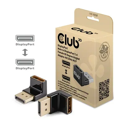 Club 3D Átalakító - CAC-1008 (90° DisplayPort 1.4, M/F, 4K120Hz, univerzális)