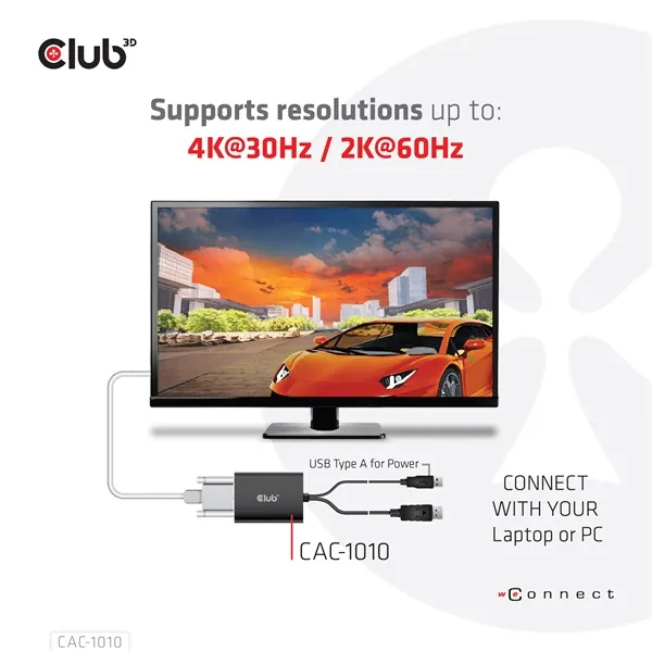 Club 3D Átalakító - CAC-1010 (DisplayPort to 2xDVI-A HDCP ON, 4K30Hz, 2560x1600@60Hz, 60cm) – 5. kép