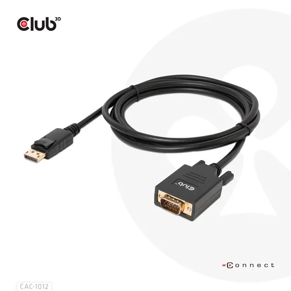 Club 3D Kábel - CAC-1012 (DisplayPort to VGA, 2m, 28AWG, Full HD 1080p, Aranyozott csatlakozók) – 5. kép
