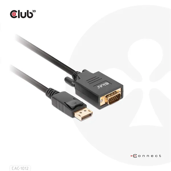 Club 3D Kábel - CAC-1012 (DisplayPort to VGA, 2m, 28AWG, Full HD 1080p, Aranyozott csatlakozók) – 7. kép