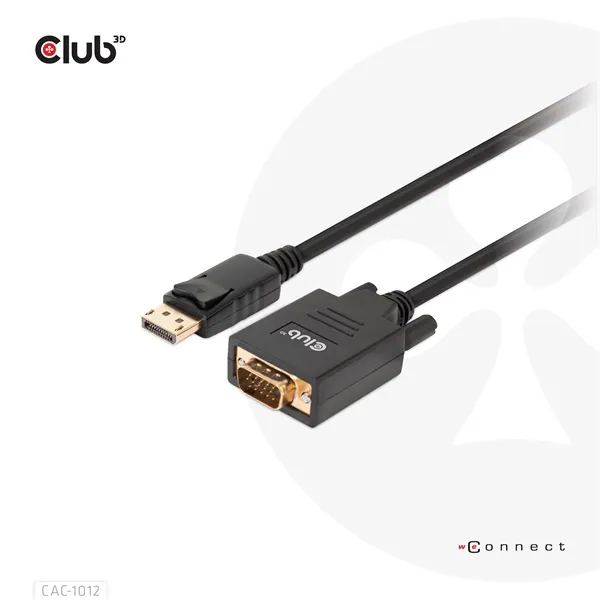 Club 3D Kábel - CAC-1012 (DisplayPort to VGA, 2m, 28AWG, Full HD 1080p, Aranyozott csatlakozók) – 8. kép