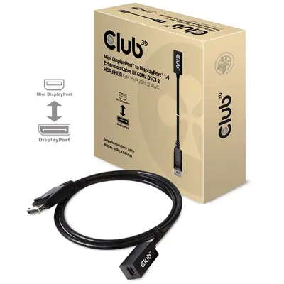 Club 3D Kábel - CAC-1120 (Mini DisplayPort 1.4 to DisplayPort, 8K60Hz, DSC1.2, HBR3, HDR, 1m, F/M, Kétirányú) – 2. kép
