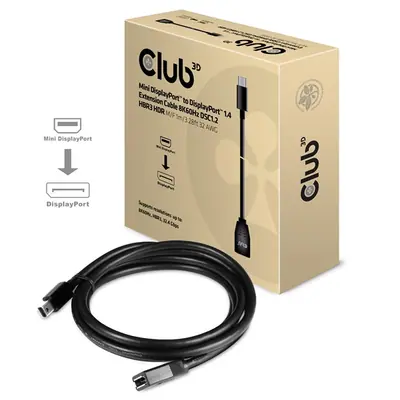 Club 3D Kábel - CAC-1121 (Mini DisplayPort 1.4 to DisplayPort 8K60Hz, 1m, DSC1.2, HBR3, HDR, M/F, Bidirectional) – 2. kép