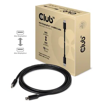 Club 3D Kábel - CAC-1164 (Mini DisplayPort 1.4, 8K60Hz, 34 AWG, 2m, M/M, 32.4Gbps, DSC) – 2. kép