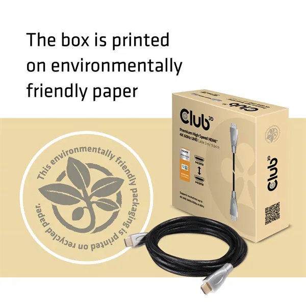 Club 3D Kábel - CAC-1310 (HDMI 2.0 Premium High Speed, 4K60Hz, 3m, UHD, ethernet, HDR, 18Gbps, Full HD 3D, M/M) – 7. kép
