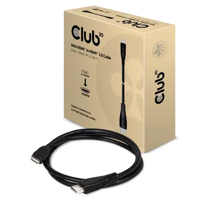 Club 3D Kábel - CAC-1350 (Mini HDMI 2.0, M/M, 4K 60Hz, HDR, 1m, Bi-Directional) – 2. kép