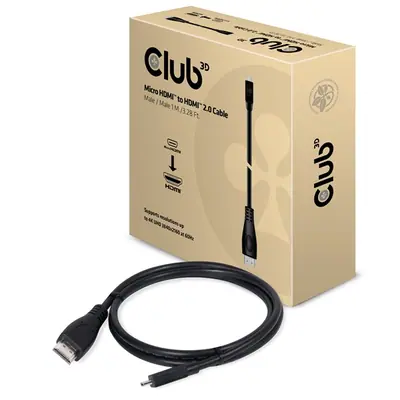 Club 3D Kábel - CAC-1351 (Micro HDMI to HDMI 2.0, 4K60Hz, 1m, Bi-Directional) – 2. kép