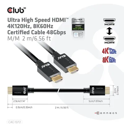 Club 3D Kábel - CAC-1372 (HDMI 2.1, 4K120Hz, 8K60Hz, 48Gbps, 2m, M/M) – 2. kép