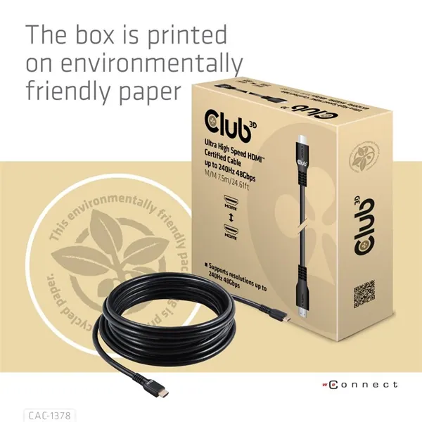 Club 3D Kábel - CAC-1378 (HDMI 2.1 Ultra High Speed, 240Hz, 48Gbps, M/M, 7.5m) – 8. kép