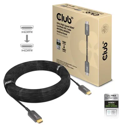 Club 3D Kábel - CAC-1379 (HDMI 2.1 Ultra High Speed,  AOC, M/M, 8K60Hz, 4K120Hz, 20m, eARC, VRR, HDR10, DSC 1.2)