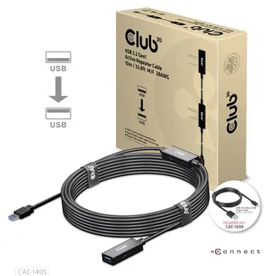 Club 3D kábel - CAC-1405 (3.2 USB-A, Active Repeater, 5Gbps, 10m)