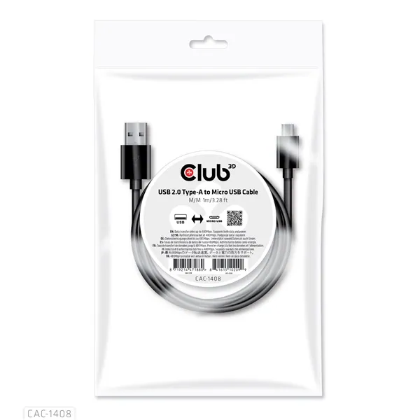 Club 3D kábel - CAC-1408 (2.0 USB-A, Micro USB, 5Gbps, 1m) – 4. kép