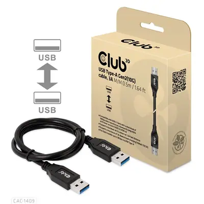 Club 3D kábel - CAC-1409 (USB-A Gen2, M/M, 10Gbps, 3A, 15W, 5V/3A, 0.5m) – 2. kép