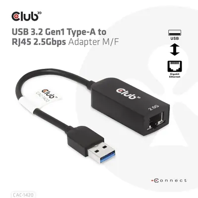 Club 3D Átalakító - CAC-1420 (3.2 USB-A to RJ45, 2.5Gb, M/F) – 2. kép