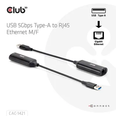 Club 3D Átalakító - CAC-1421 (USB-A to RJ45, 5 GBps, M/F) – 2. kép