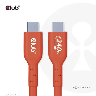 Club 3D Kábel - CAC-1513 (USB2 USB-C Bidirektional, 480Mb/s, PD 240W, USB-IF Certified, M/M, 3m) – 2. kép