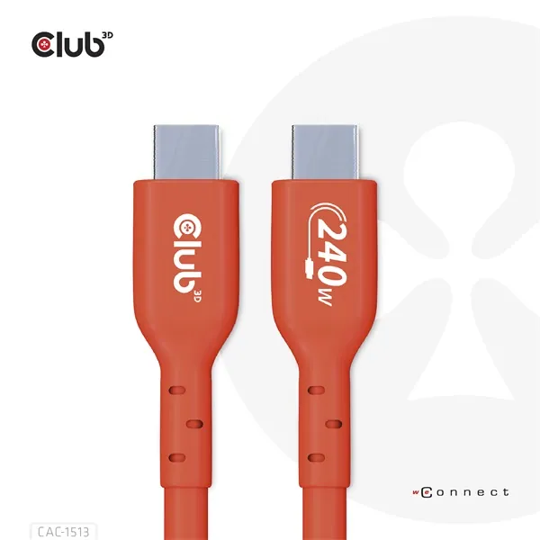 Club 3D Kábel - CAC-1513 (USB2 USB-C Bidirektional, 480Mb/s, PD 240W, USB-IF Certified, M/M, 3m) – 2. kép