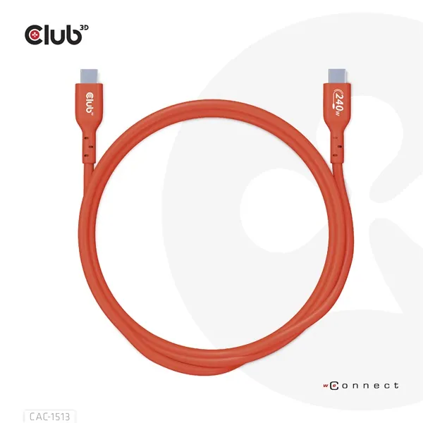 Club 3D Kábel - CAC-1513 (USB2 USB-C Bidirektional, 480Mb/s, PD 240W, USB-IF Certified, M/M, 3m) – 4. kép