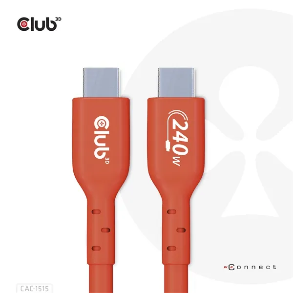 Club 3D Kábel - CAC-1515 (USB2.0 USB-C, 480Mb, 240W PD, kétirányú, USB-IF Certified, M/M, 4m) – 2. kép