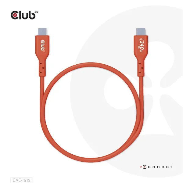 Club 3D Kábel - CAC-1515 (USB2.0 USB-C, 480Mb, 240W PD, kétirányú, USB-IF Certified, M/M, 4m) – 4. kép