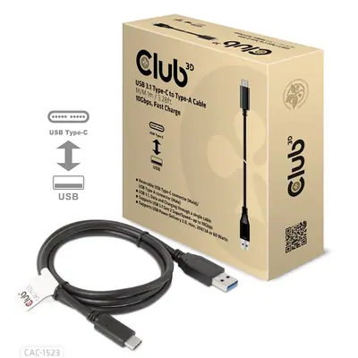 Club 3D Kábel - CAC-1523 (3.1 USB-C Gen 2 to 3.1 USB-A Gen 2, 10Gbps, 60W PD2.0, Bidirectional, 4K60Hz, M/M, 1m) – 2. kép