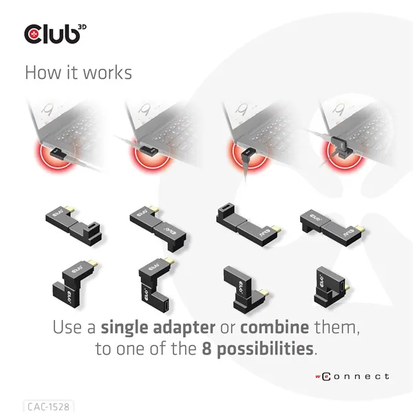 Club 3D Átalakító - CAC-1528 (USB-C Gen 2 to USB-C Gen 2, 90 fokos adapter, 10Gbps, 4k120Hz) – 5. kép