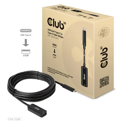 Club 3D Kábel - CAC-1536 (USB-C Gen 2 to USB-A, 10Gbps, M/F, 5m) – 2. kép