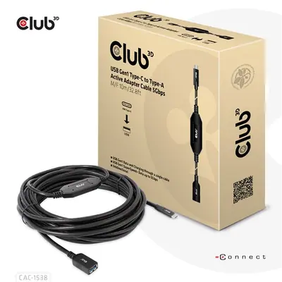 Club 3D Kábel - CAC-1538 (USB-C Gen 1 to USB-A, 5Gbps, 10m)