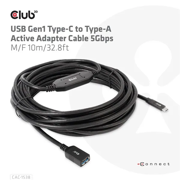 Club 3D Kábel - CAC-1538 (USB-C Gen 1 to USB-A, 5Gbps, 10m) – 6. kép