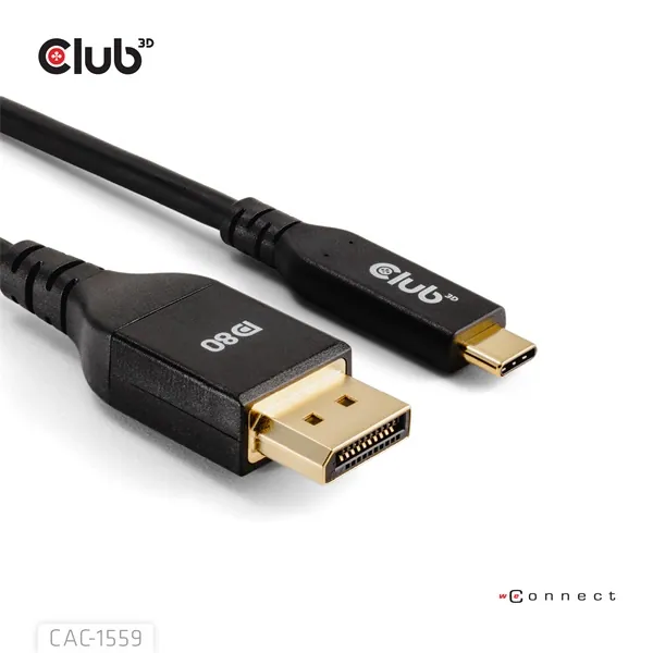 Club 3D Kábel - CAC-1559 (USB-C to DisplayPort 2.1, DP80 Bidirectional, 1m, 8K60Hz) – 4. kép