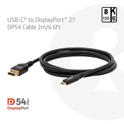 Club 3D Kábel - CAC-1563 (USB-C to DisplayPort 2.1, 8K120Hz, 2m, M/M) – 2. kép