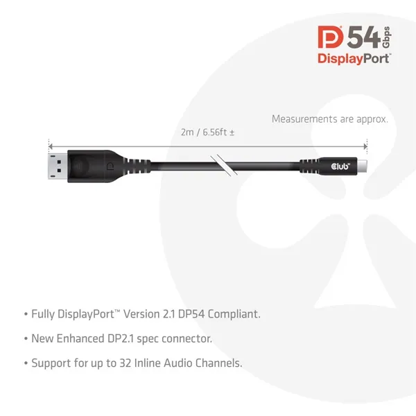 Club 3D Kábel - CAC-1563 (USB-C to DisplayPort 2.1, 8K120Hz, 2m, M/M) – 3. kép