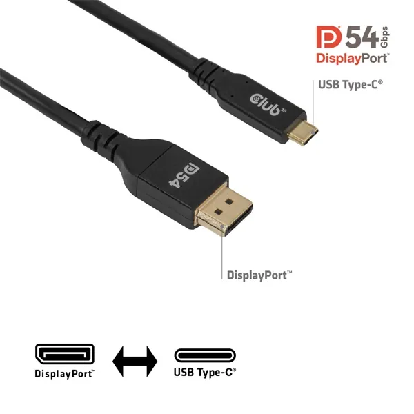Club 3D Kábel - CAC-1563 (USB-C to DisplayPort 2.1, 8K120Hz, 2m, M/M) – 4. kép