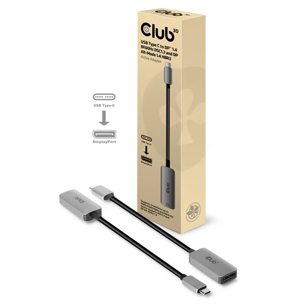 Club 3D Átalakító - CAC-1567 (USB-C to DisplayPort 1.4, 8K60Hz, DSC 1.2, HDR, HBR3) – 3. kép