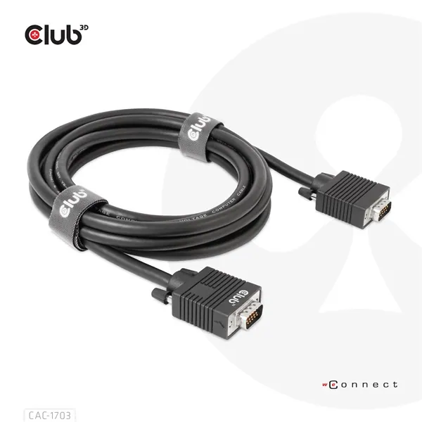 Club 3D Kábel - CAC-1703 (VGA Bidirectional, M/M, 3m, 28AWG, Full HD 1080p) – 6. kép
