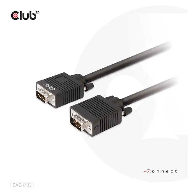 Club 3D Kábel - CAC-1703 (VGA Bidirectional, M/M, 3m, 28AWG, Full HD 1080p) – 8. kép