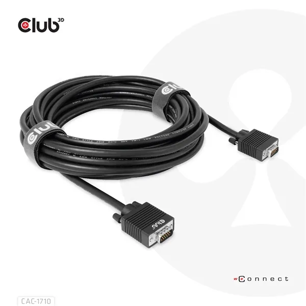 Club 3D Kábel - CAC-1710 (VGA Bidirectional, M/M, 10m, 28AWG, 1080p) – 6. kép