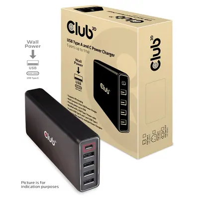 Club 3D Átalakító - CAC-1903 (5 port, 111W töltő, 4xUSB-A, 1xUSB-C PD) – 2. kép