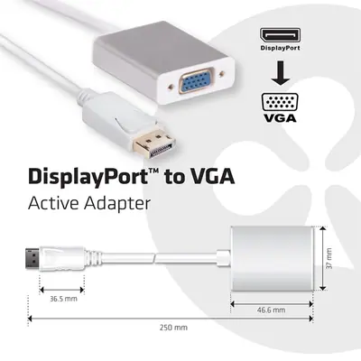 Club 3D Átalakító - CAC-2003 (DisplayPort to VGA, aktív, WUXGA, Plug&Play) – 2. kép