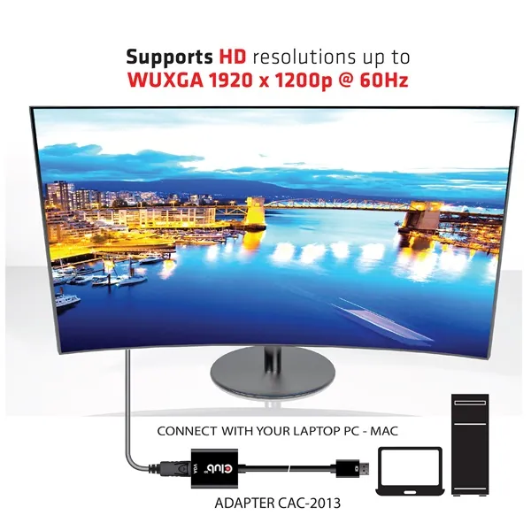 Club 3D Átalakító - CAC-2013 (DisplayPort 1.1a to VGA, fekete, aktív, WUXGA 1920x1200 @60Hz) – 4. kép