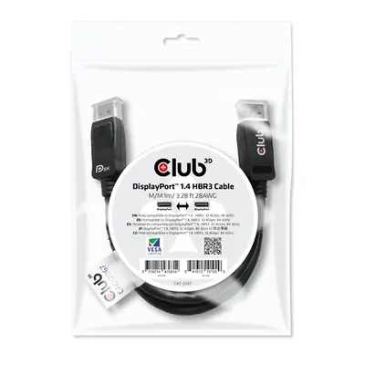 Club 3D Kábel - CAC-2067 (DisplayPort 1.4, HBR3, 8K60Hz, 1m, M/M, VESA minősítés)