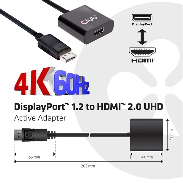 Club 3D Átalakító - CAC-2070 (DisplayPort 1.2 to HDMI 2.0, 4K60Hz UHD, Aktív, 3D támogatás) – 3. kép