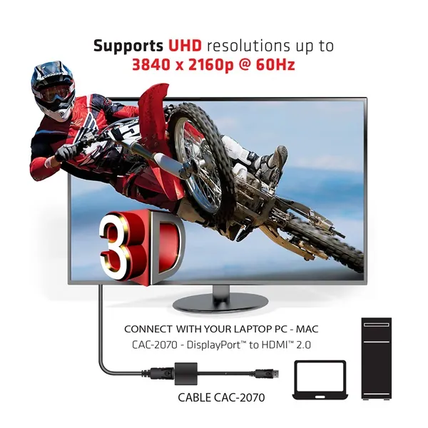 Club 3D Átalakító - CAC-2070 (DisplayPort 1.2 to HDMI 2.0, 4K60Hz UHD, Aktív, 3D támogatás) – 5. kép
